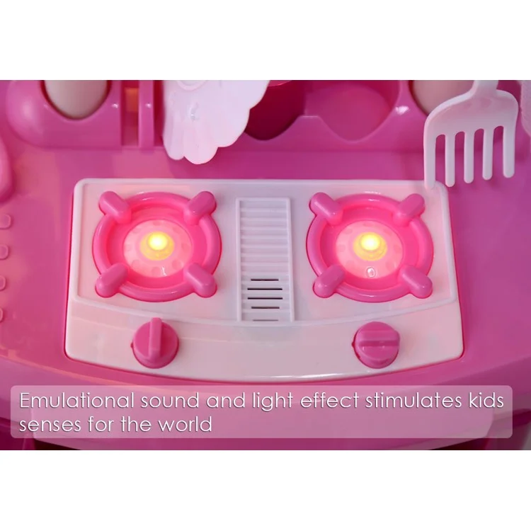 Kids Kitchen Cookware Toys Set Children Cookware Pretend Role Play Toys (CE/FCC Certification) - Pink