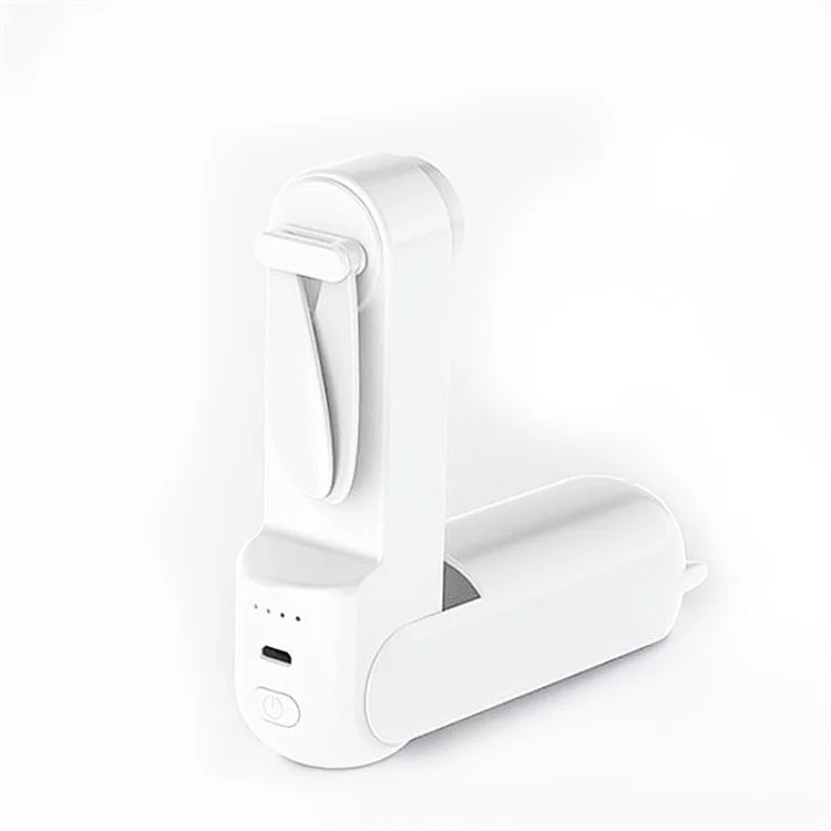 Ventilateur portatif rechargeable pliable à main Été Mini Ventilateur de refroidissement 3 vitesses avec miroir de maquillage - Blanc