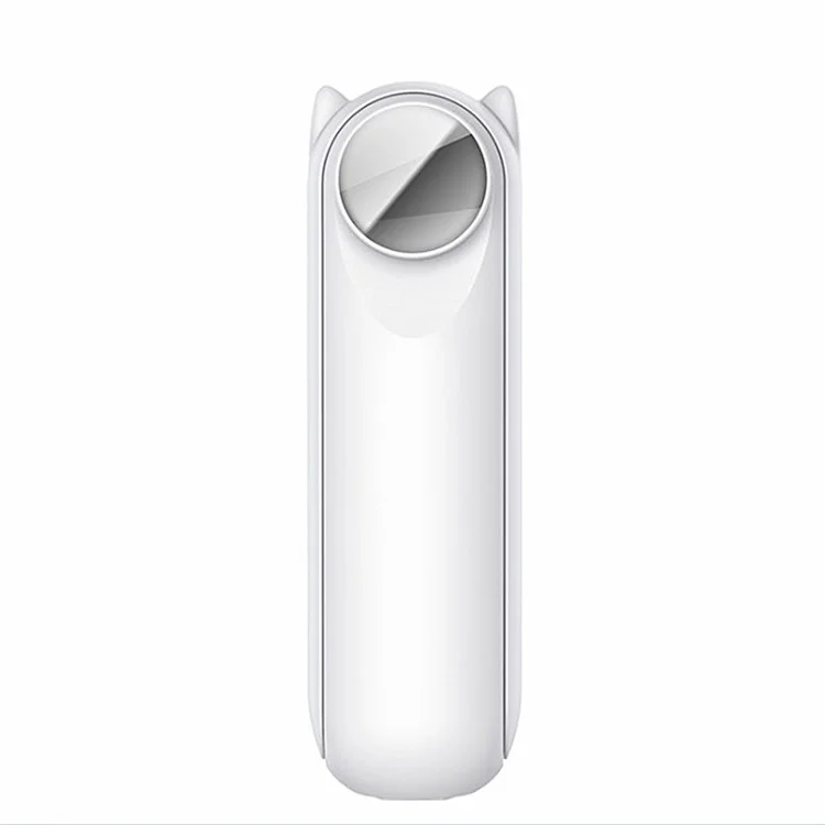 Portable Rechargeable Folding Handheld Fan Summer Mini 3-Speed Cooling Fan with Makeup Mirror - White