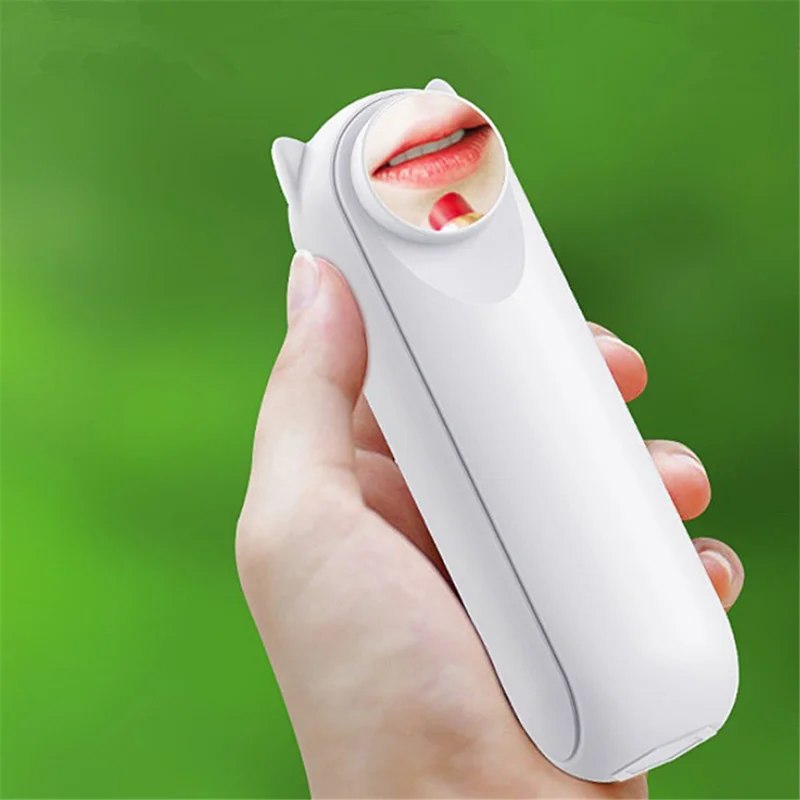 Portable Rechargeable Folding Handheld Fan Summer Mini 3-Speed Cooling Fan with Makeup Mirror - Pink
