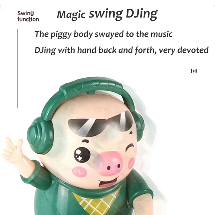 DJ Dancing Musical Hip Hop Pig Electric DJ Pig Toys Enfants Colorful Lights Creative Toys (batterie Non Incluse)