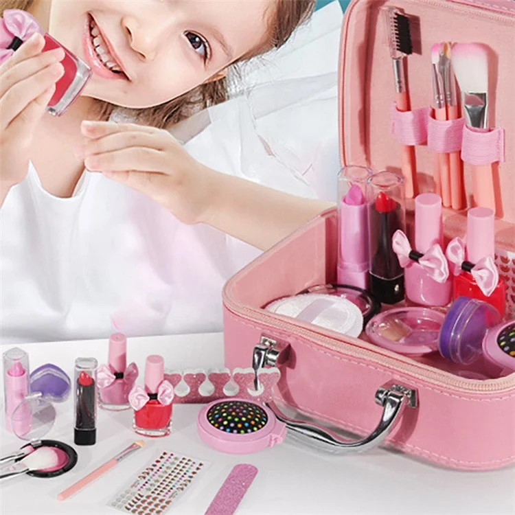 20 pièces / Ensemble de maquillage de jeu pour filles Portable Cosmetic Dress Up Toys with Nail Polish Eye Shadow