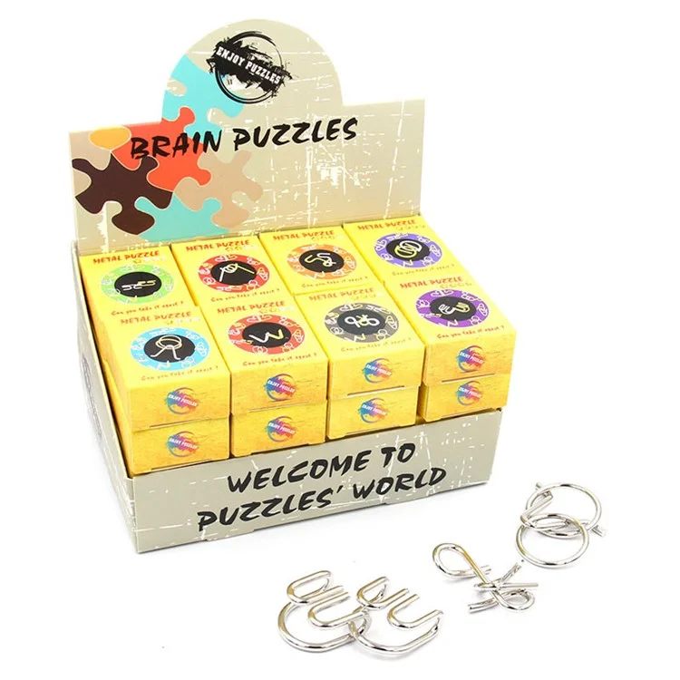 32pcs / Set Nickel Plattierte Stahldraht Entsperren Spielzeughirn Teaser IQ Training Puzzle Lock Kinder Intelligenz Spielzeug