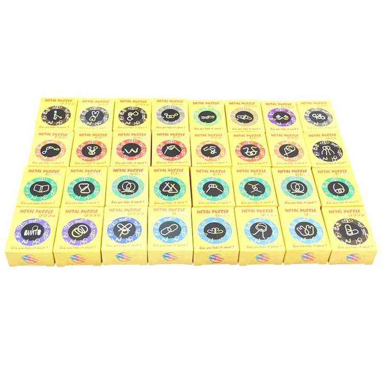 32pcs / Set Nickel Plattierte Stahldraht Entsperren Spielzeughirn Teaser IQ Training Puzzle Lock Kinder Intelligenz Spielzeug