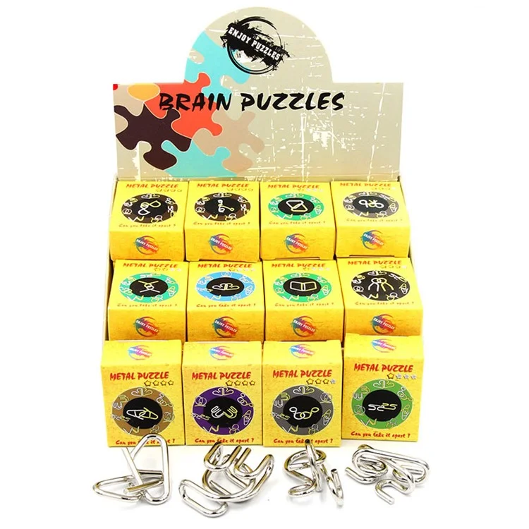 32pcs / Set Nickel Plattierte Stahldraht Entsperren Spielzeughirn Teaser IQ Training Puzzle Lock Kinder Intelligenz Spielzeug