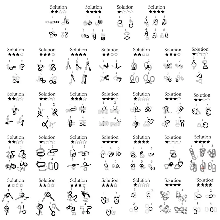 32pcs / Set Nickel Plattierte Stahldraht Entsperren Spielzeughirn Teaser IQ Training Puzzle Lock Kinder Intelligenz Spielzeug