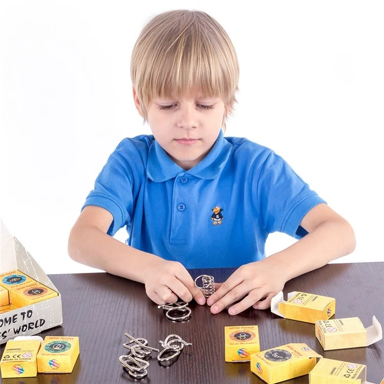 32pcs / Set Nickel Plattierte Stahldraht Entsperren Spielzeughirn Teaser IQ Training Puzzle Lock Kinder Intelligenz Spielzeug