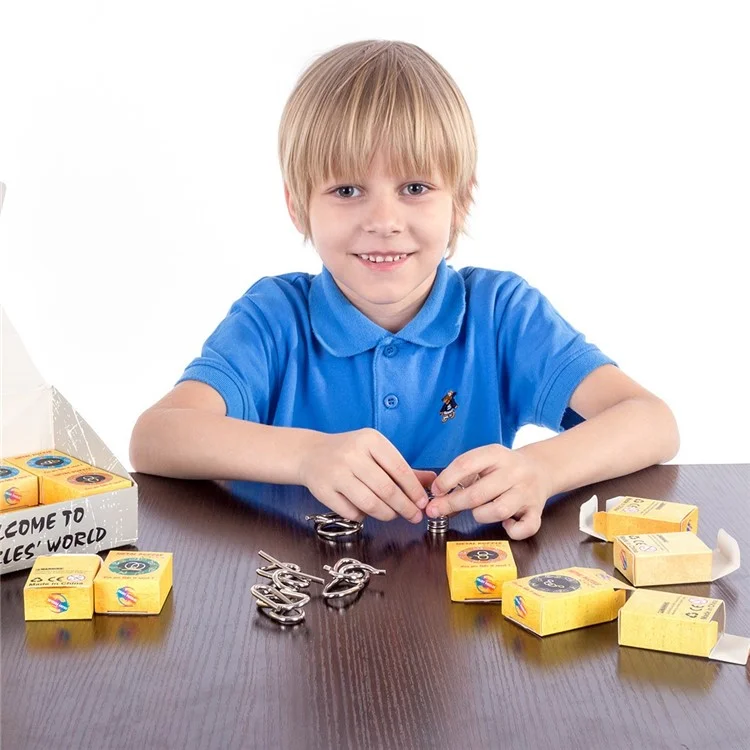 32pcs / Set Nickel Plattierte Stahldraht Entsperren Spielzeughirn Teaser IQ Training Puzzle Lock Kinder Intelligenz Spielzeug