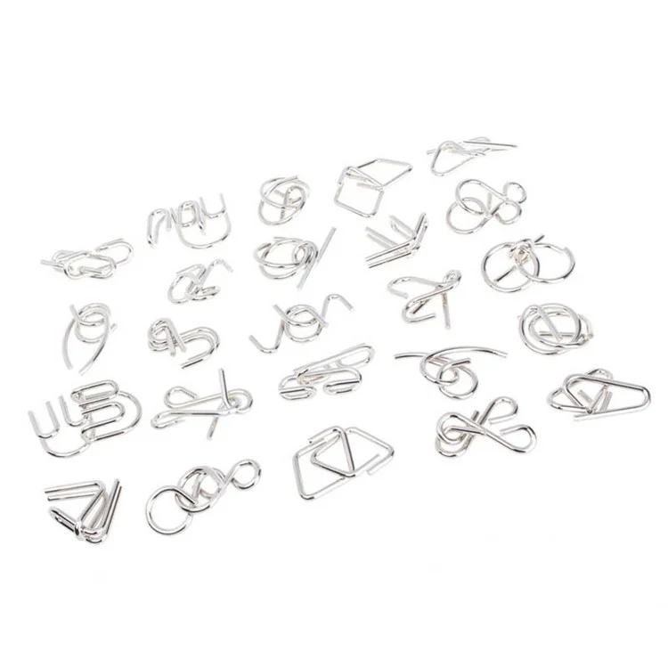 24pcs / Réglez le Jouet en Acier Plaqué de Nickel Jouet Cerveau Teaser Casse-puzzle Verrouillage Des Enfants Adultes Jouet