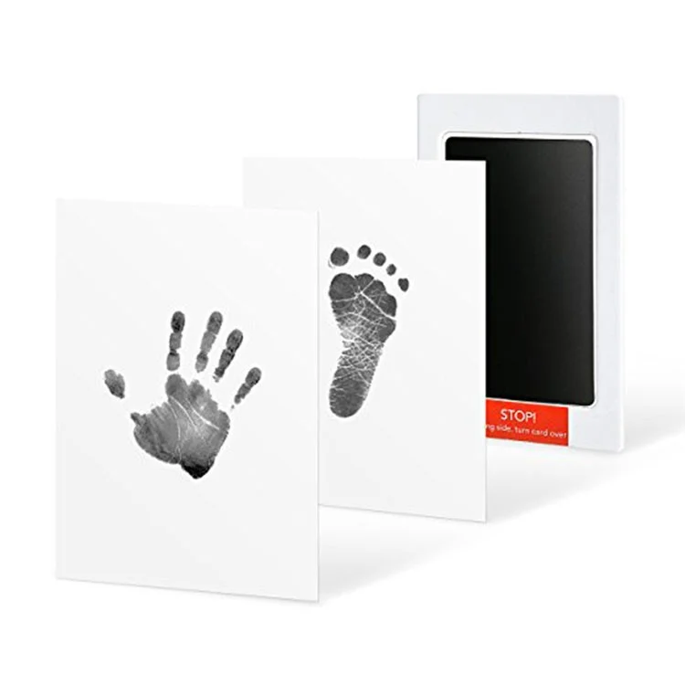 Impronte di piedi e mani neonati senza contatto Inkless Ink Pad Kits Impronta mano piede Baby Growing Up Souvenir - Nero