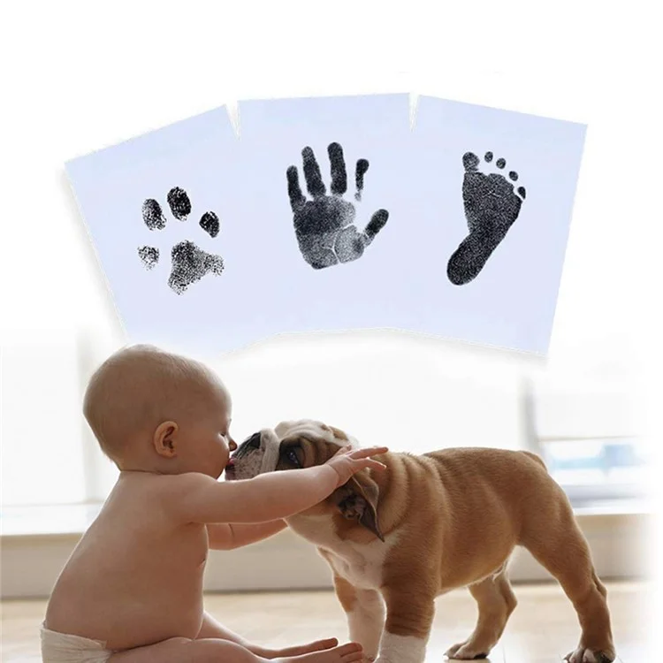 Impronte di piedi e mani neonati senza contatto Inkless Ink Pad Kits Impronta mano piede Baby Growing Up Souvenir - Nero