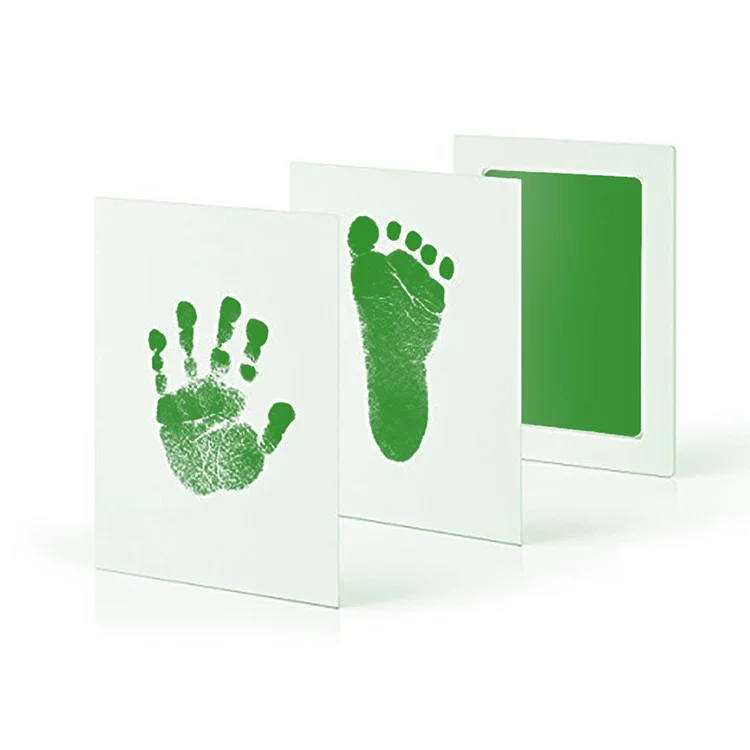 Newborn Footprint Handprint No Touch Skin Inkless Ink Pad Kits Hand Foot Print Baby Growing Up Souvenir - Green