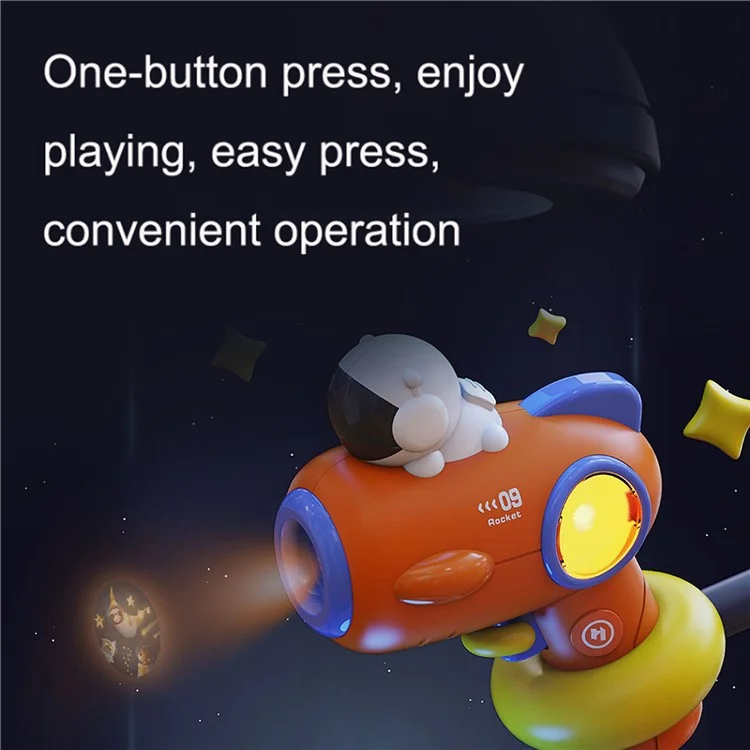 Spielzeugpistole mit Projektion in Raumfahreroptik - 09-Astronaut und Rakete 