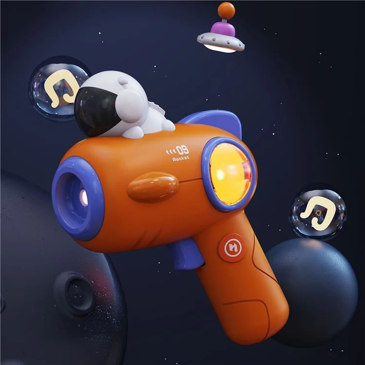 Spielzeugpistole mit Projektion in Raumfahreroptik - 09-Astronaut und Rakete 