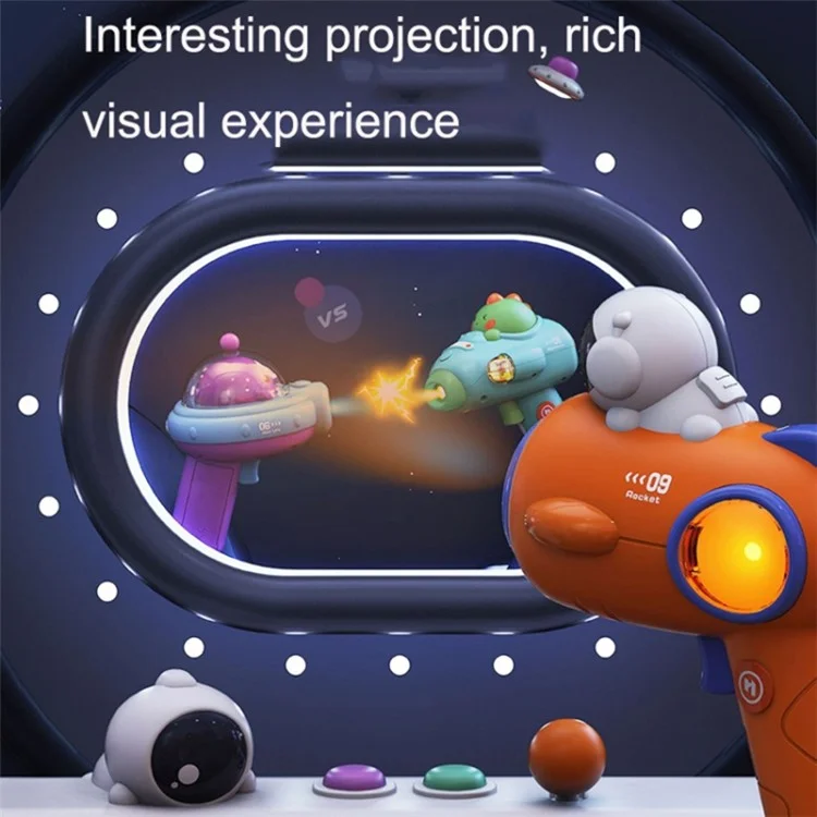 Spielzeugpistole mit Projektion in Raumfahreroptik - 09-Astronaut und Rakete 