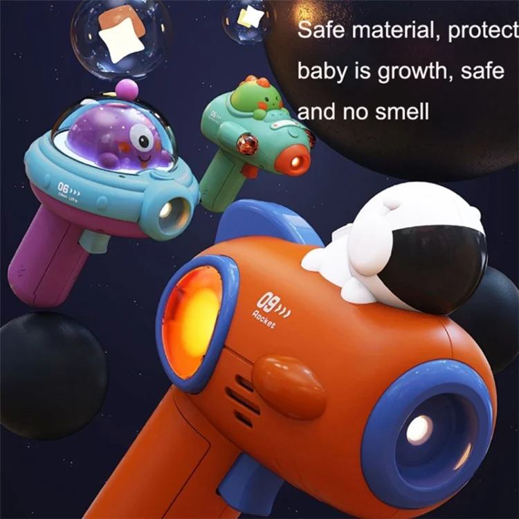 Cartoon Astronaut Space Gun Toy in Plastica Proietta Pistol Kids Game Toy - 06-alien e Piattino Volante