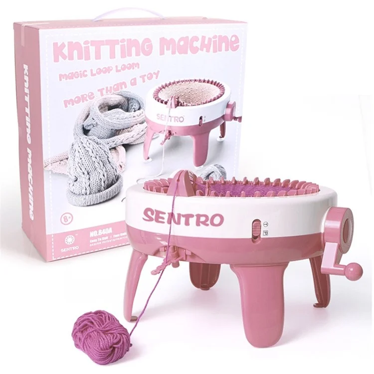 40 Needles Handmade Knitting Machine Round Weaving Loom  DIY Scarf Hat Sock Glove Kids Toy - Light Pink