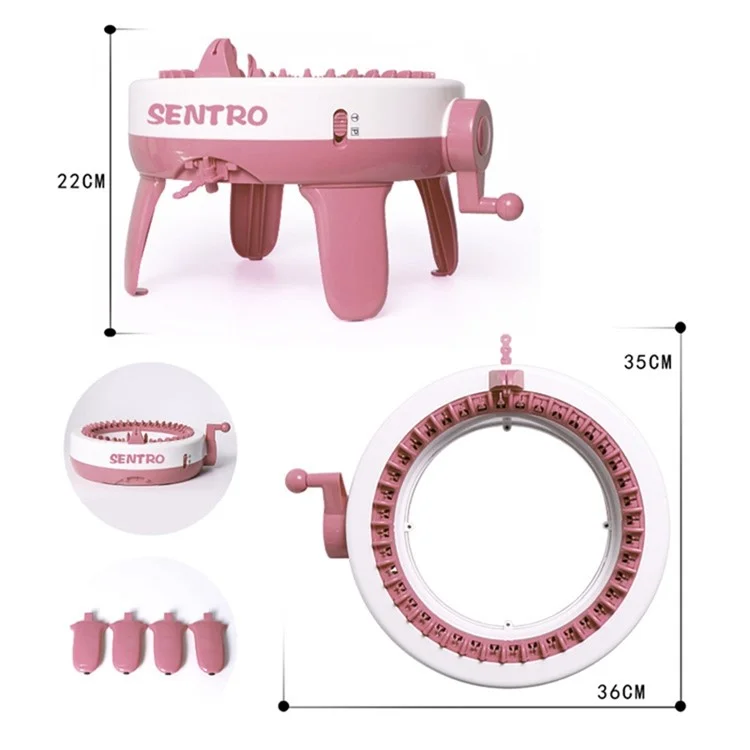 40 Needles Handmade Knitting Machine Round Weaving Loom  DIY Scarf Hat Sock Glove Kids Toy - Light Pink