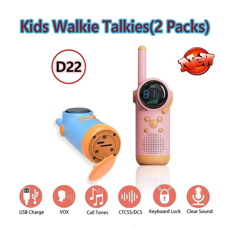D22 1Pair Intelligent Children Digital Walkie Talkies Portable Wireless Intercom with Flashlight