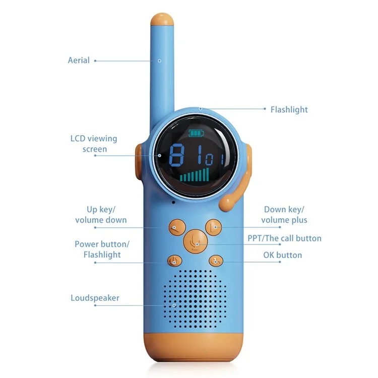 D22 1Pair Intelligent Children Digital Walkie Talkies Portable Wireless Intercom with Flashlight