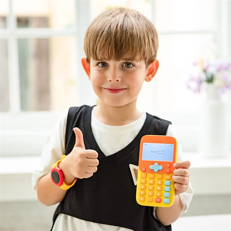 KOOOL K45 II Calculadora Matemática para Crianças com Desenhos Animados, Máquina de Aprendizagem, Bloco de Exercícios de Matemática Miniatura para Alunos do Ensino Fundamental / Médio - Cinza / Amarelo