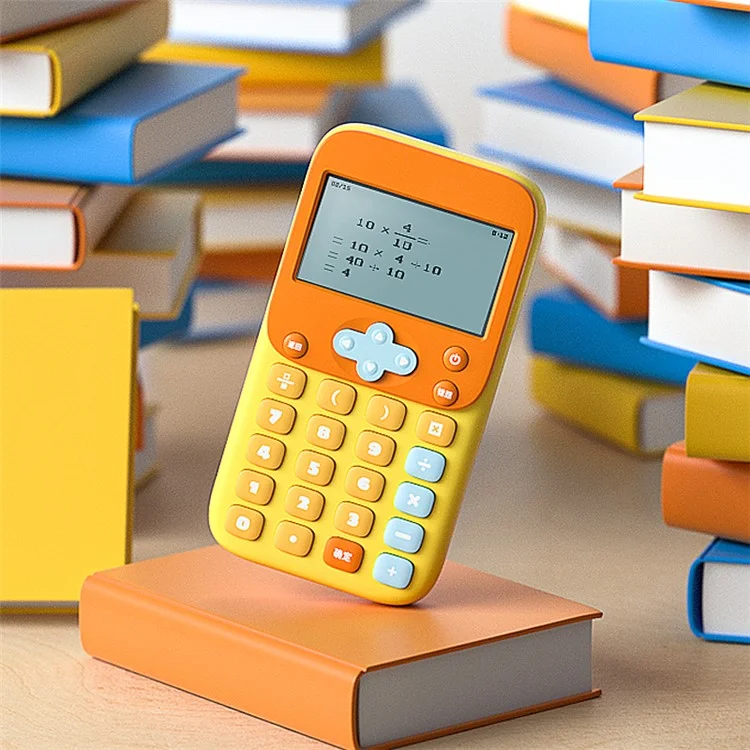 KOOOL K45 II Calculadora Matemática para Crianças com Desenhos Animados, Máquina de Aprendizagem, Bloco de Exercícios de Matemática Miniatura para Alunos do Ensino Fundamental / Médio - Cinza / Amarelo