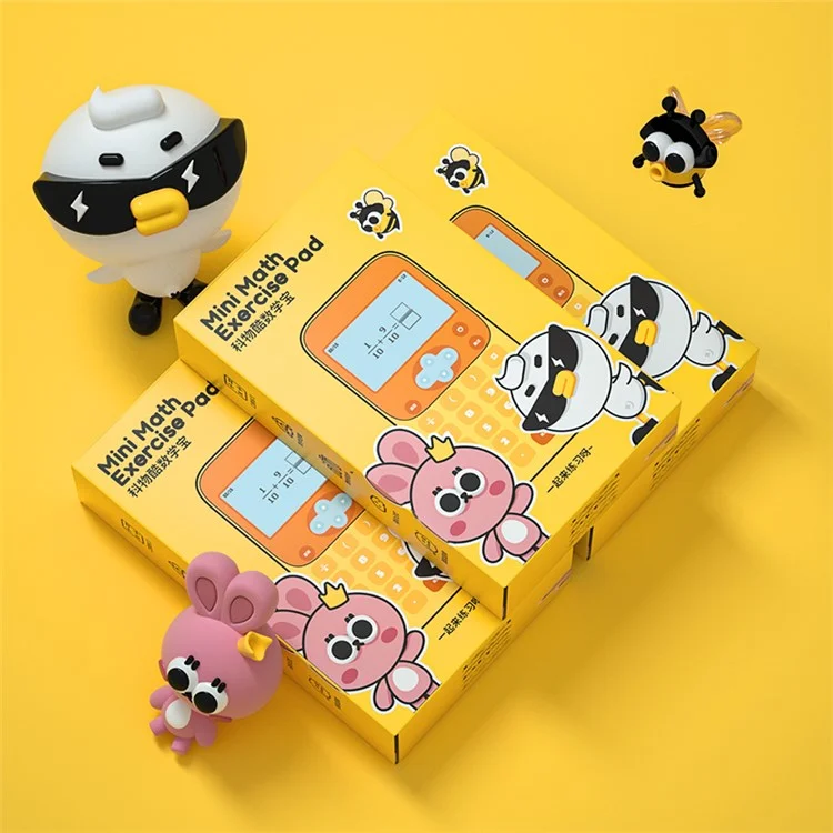 KOOOL K45 II Calculadora Matemática para Crianças com Desenhos Animados, Máquina de Aprendizagem, Bloco de Exercícios de Matemática Miniatura para Alunos do Ensino Fundamental / Médio - Cinza / Amarelo