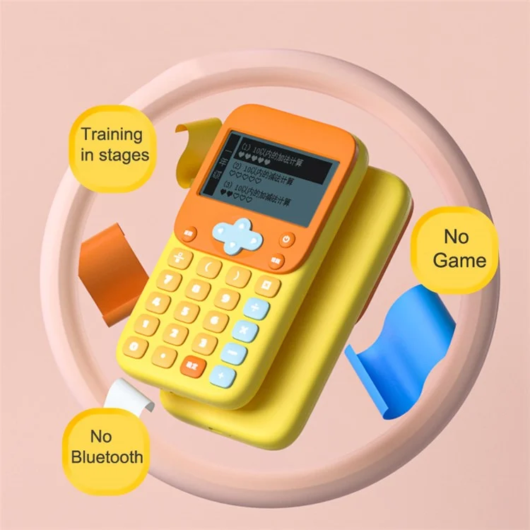 KOOOL K45 II Calculadora Matemática para Crianças com Desenhos Animados, Máquina de Aprendizagem, Bloco de Exercícios de Matemática Miniatura para Alunos do Ensino Fundamental / Médio - Cinza / Amarelo