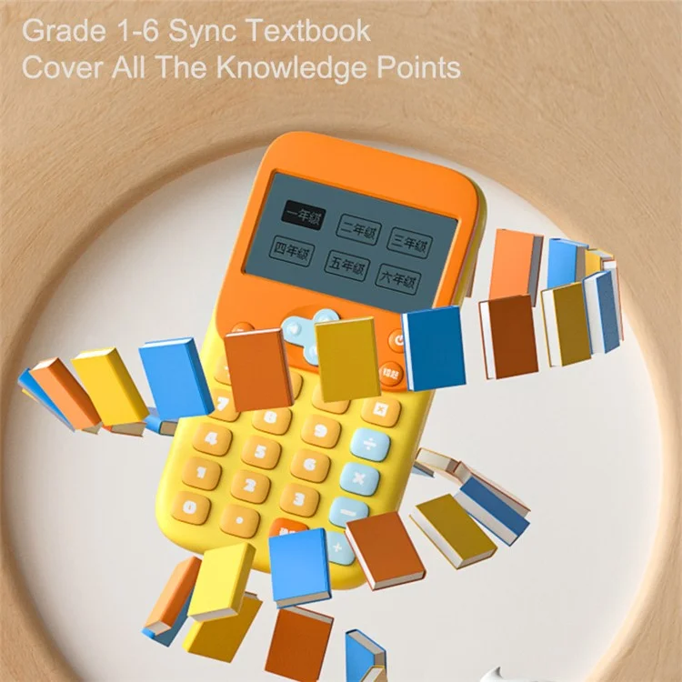 KOOOL K45 II Calculadora Matemática para Crianças com Desenhos Animados, Máquina de Aprendizagem, Bloco de Exercícios de Matemática Miniatura para Alunos do Ensino Fundamental / Médio - Cinza / Amarelo