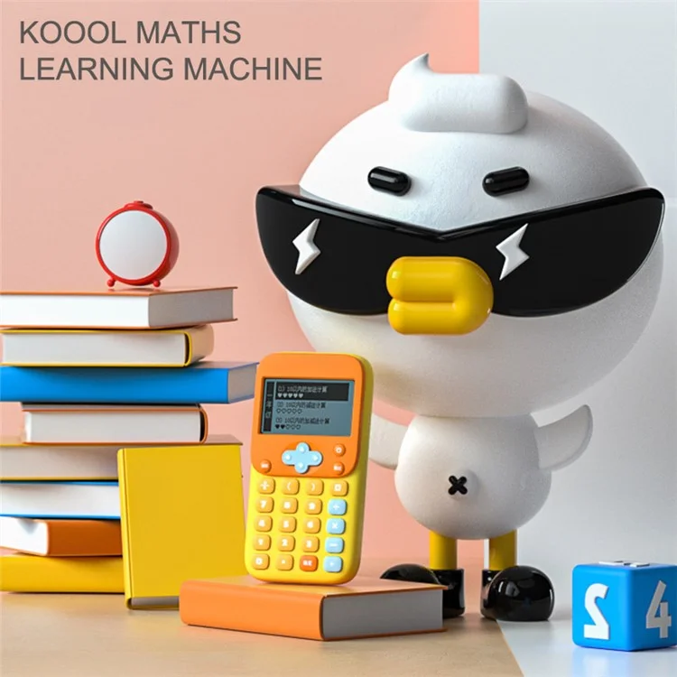KOOOL K45 II Calculadora Matemática para Crianças com Desenhos Animados, Máquina de Aprendizagem, Bloco de Exercícios de Matemática Miniatura para Alunos do Ensino Fundamental / Médio - Cinza / Amarelo