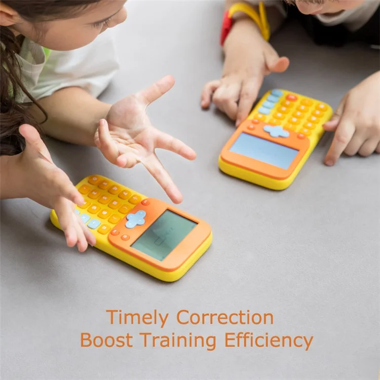 KOOOL K45 II Calculadora Matemática para Crianças com Desenhos Animados, Máquina de Aprendizagem, Bloco de Exercícios de Matemática Miniatura para Alunos do Ensino Fundamental / Médio - Cinza / Amarelo