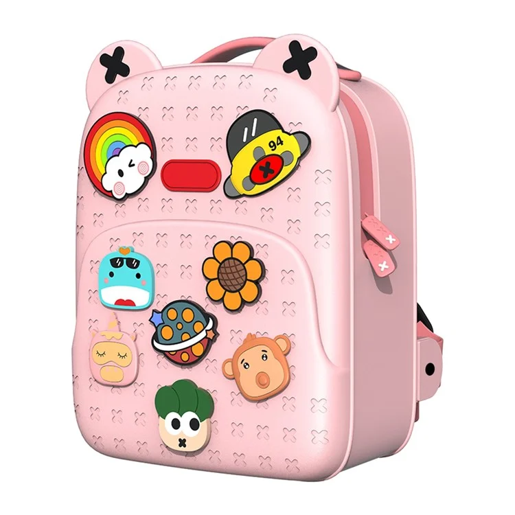 KOOOL K16 Cartoon Cool Boys Girls Backpack EVA+PVC Kids School Bag with DIY Pattern Patch  - Pink