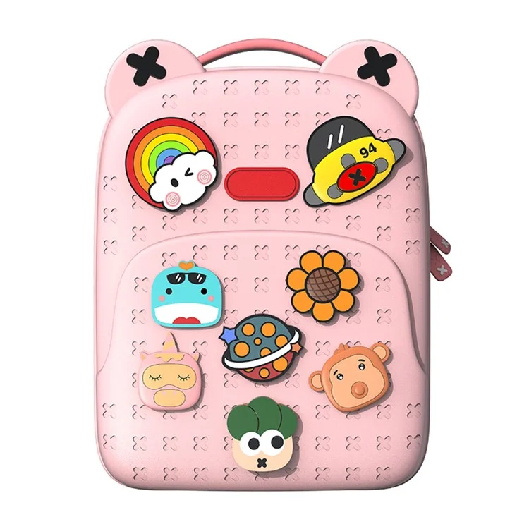 KOOOL K16 Cartoon Cool Boys Girls Backpack EVA+PVC Kids School Bag with DIY Pattern Patch  - Pink