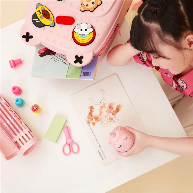KOOOL K16 Cartoon Cool Boys Girls Backpack EVA+PVC Kids School Bag with DIY Pattern Patch  - Pink