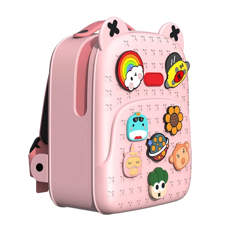 KOOOL K16 Cartoon Cool Boys Girls Backpack EVA+PVC Kids School Bag with DIY Pattern Patch  - Pink