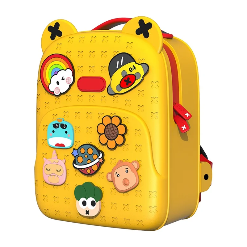 KOOOL K16 Cartoon Cool Boys Girls Backpack EVA+PVC Kids School Bag with DIY Pattern Patch  - Yellow