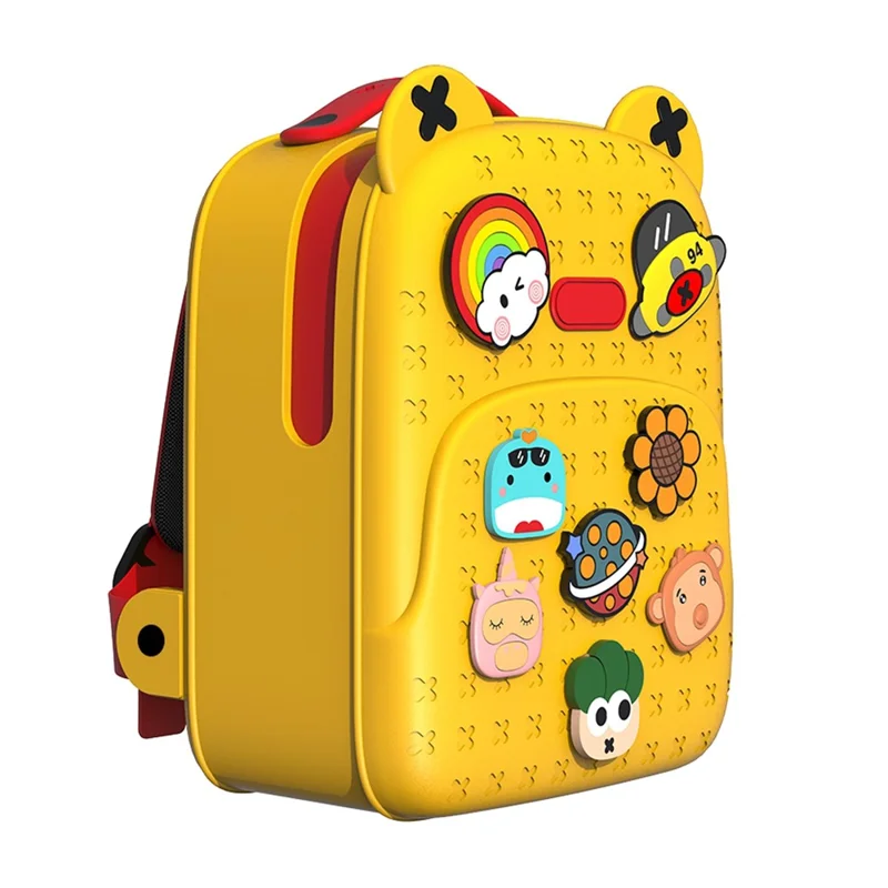 KOOOL K16 Cartoon Cool Boys Girls Backpack EVA+PVC Kids School Bag with DIY Pattern Patch  - Yellow