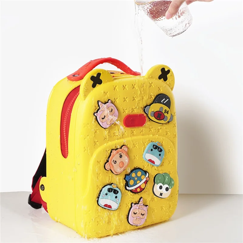 KOOOL K16 Cartoon Cool Boys Girls Backpack EVA+PVC Kids School Bag with DIY Pattern Patch  - Yellow