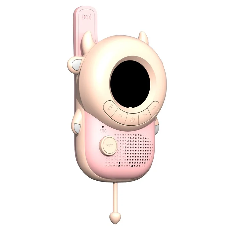 KOOOL K2 2pcs Kids Children Walkie Talkie Cartoon 3KMs Range Walkie Talkie Flashlight with Lanyard for Outdoor Camping (Battery Not Included) - Rosa