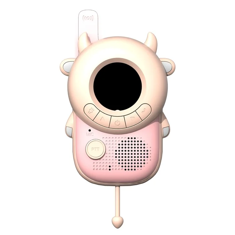 KOOOL K2 2pcs Kids Children Walkie Talkie Cartoon 3KMs Range Walkie Talkie Flashlight with Lanyard for Outdoor Camping (Battery Not Included) - Rosa
