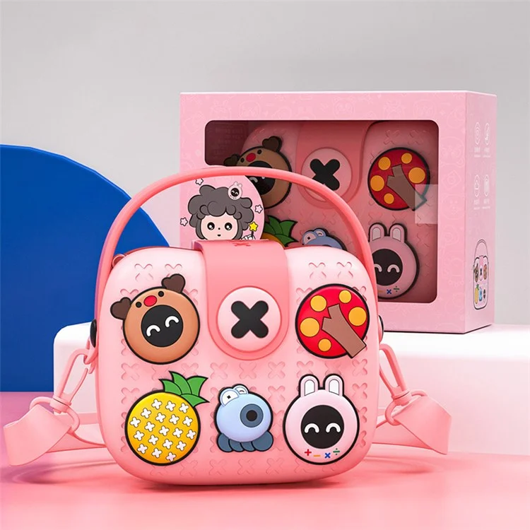 KOOOL K11 Bolso de mano infantil de dibujos animados EVA+PVC Bolso de hombro cruzado con parche de patrón DIY - Rosa 