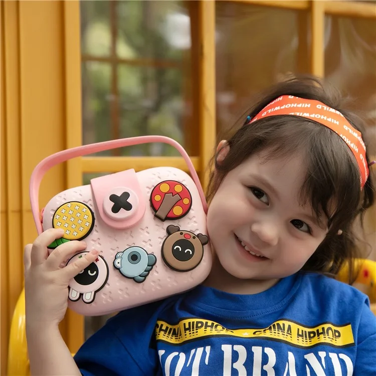 KOOOL K11 Bolso de mano infantil de dibujos animados EVA+PVC Bolso de hombro cruzado con parche de patrón DIY - Rosa 