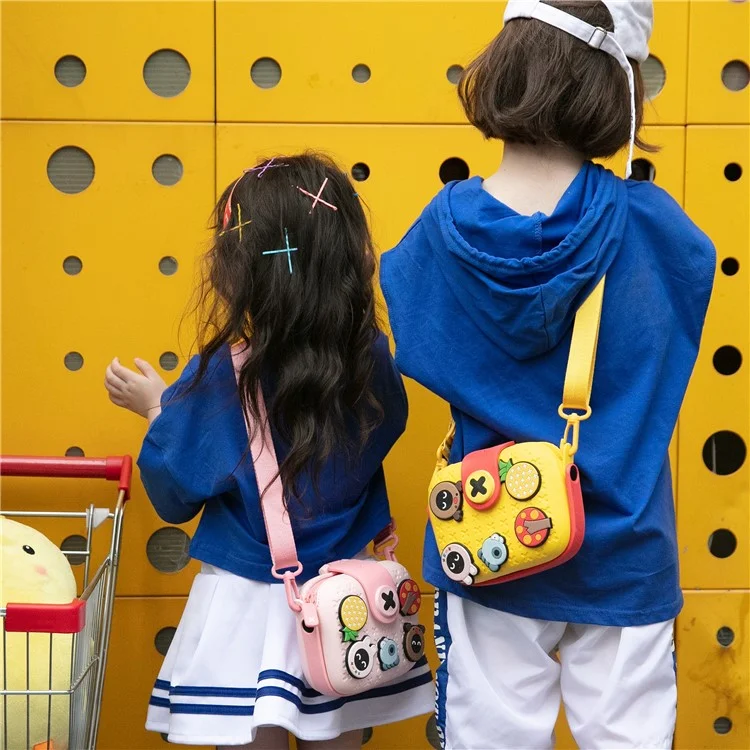 KOOOL K11 Bolso de mano infantil de dibujos animados EVA+PVC Bolso de hombro cruzado con parche de patrón DIY - Rosa 