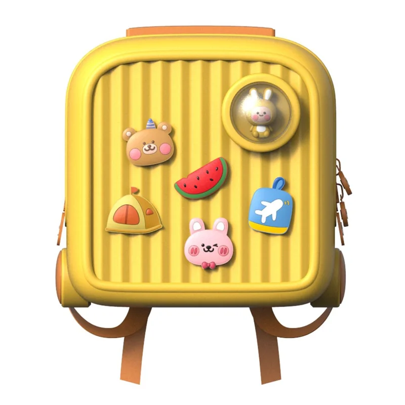 KOOOL K33 Trolley Case Style Kids Travel Backpack EVA+PVC Girls Boys Suitcase Bag with DIY Pattern Patch - Yellow