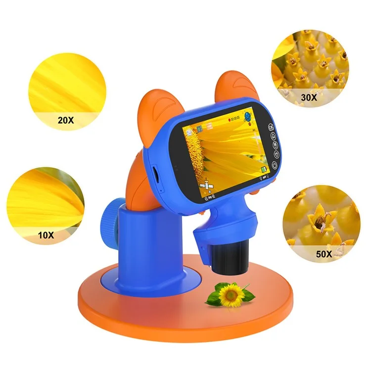 AD-LM01 Children Microscope 4 inch 50-1000X Magnification USB Magnifier Kids Camera with Adjustable LED Light