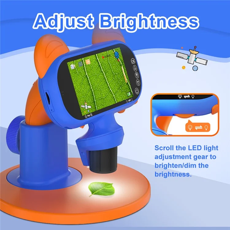 AD-LM01 Children Microscope 4 inch 50-1000X Magnification USB Magnifier Kids Camera with Adjustable LED Light