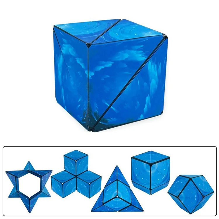 B2001 Cube magnétique 3D 6x6x6cm Puzzle Magique Changeable pour Enfants - Bleu Nébuleux
