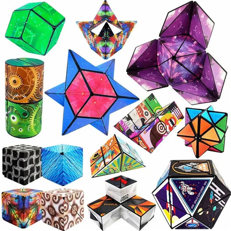 B2001 Cube magnétique 3D 6x6x6cm Puzzle Magique Changeable pour Enfants - Bleu Nébuleux