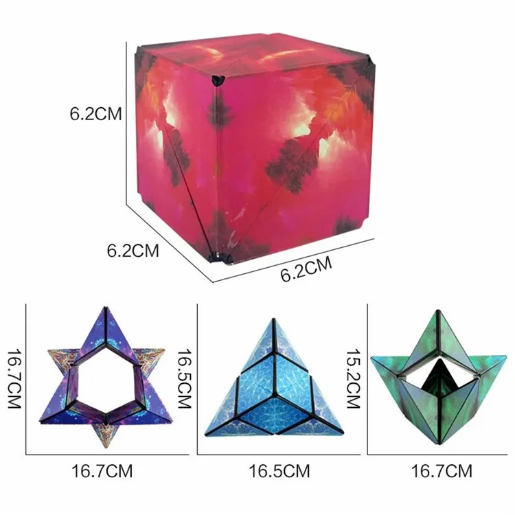 B2001 Cube magnétique 3D 6x6x6cm Puzzle Magique Changeable pour Enfants - Bleu Nébuleux