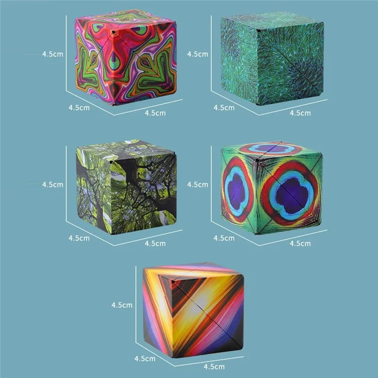 B2001 Cube magnétique 3D 6x6x6cm Puzzle Magique Changeable pour Enfants - Bleu Nébuleux